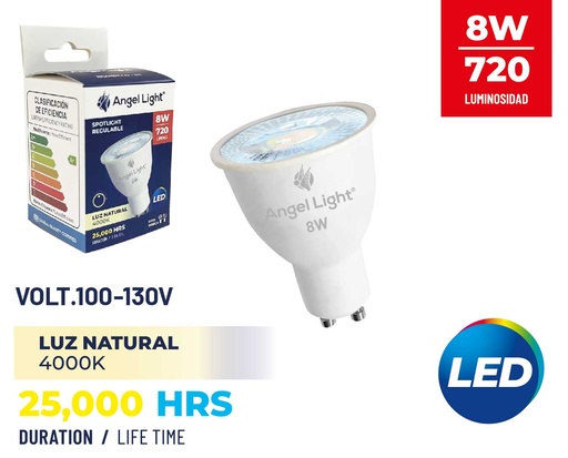 [8-828] BOMBILLO DICROICO LED 8W GU10 LUZ NATURAL ANGEL L 8-828
