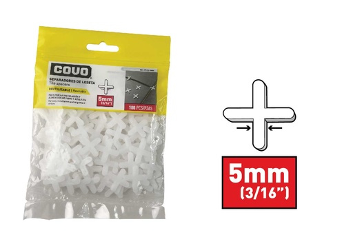 [8-833] SEPARADOR P/PORCELANA 5MM x 100 UNID COVO 8-833