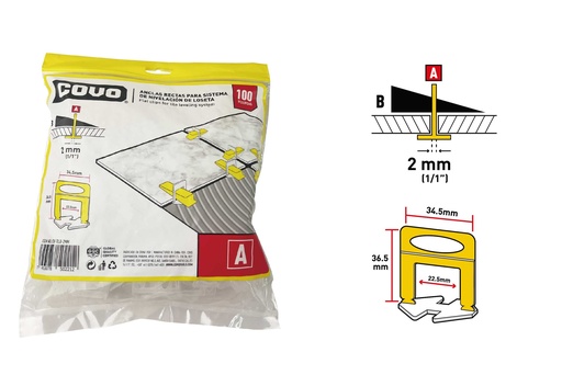 [8-836] SEPARADOR NIVELADOR P/PISOS 2MM x 100 UNID COVO 8-836