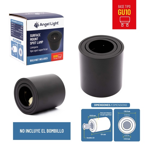 [8-852] LAMPARA LED RED SUPERF NEGRA ANGEL L 8-852