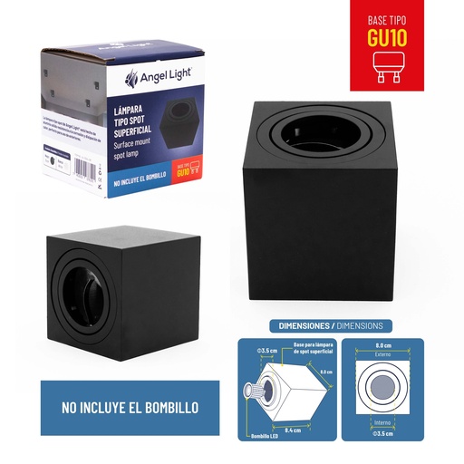 [8-856] LAMPARA LED CUAD SUPERF NEGRA ANGEL L 8-856