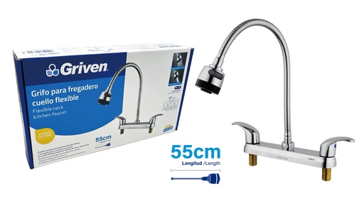 [8-894] LLAVE FREGADERO DOBLE FLEXIBLE 8" GRIVEN 8-894