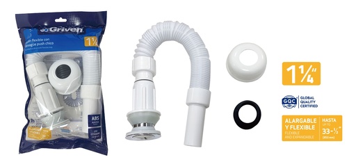 [8-912] DESAGUE CON SIFON EXTENSIBLE 1 1/4 GRIVEN 8-912