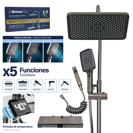 [8-914] SET DE REGADERA DIGITAL GRIVEN ELITE 8-914