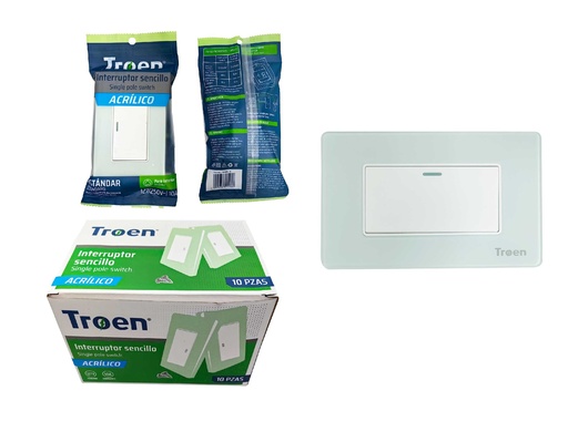 [8-933] INTERRUPTOR SENCILLO ACRILICO NATURAL TROEN 8-933