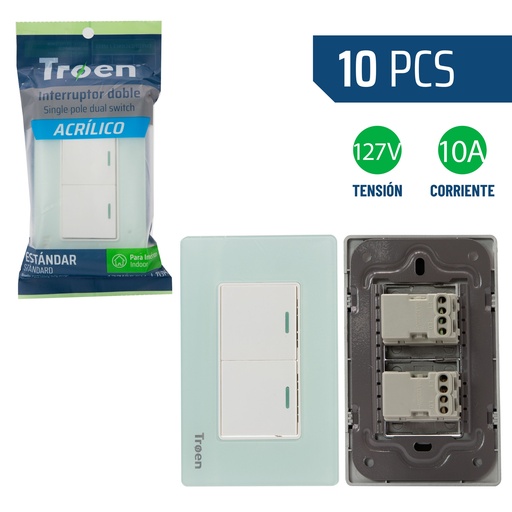 [8-936] INTERRUPTOR DOBLE ACRILICO NATURAL TROEN 8-936