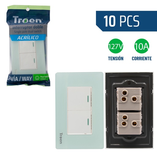 [8-937] INTERRUPTOR DOBLE ACRILICO NATURAL 3 WAY TROEN 8-937