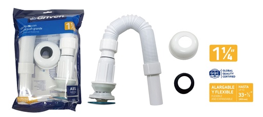 [8-964] DESAGUE PUSH C/SIFON EXTENSIBLE 1 1/4 GRIVEN 8-964