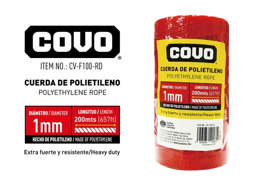[8-984] GUARAL 1MM x 200 MTS ROJO COVO 8-984