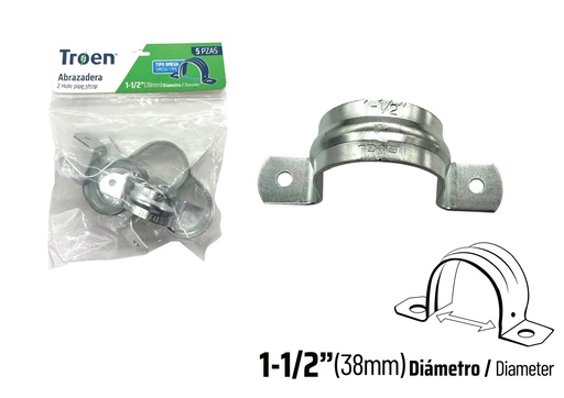 [8-997] ABRAZADERA EMT DOBLE x 1 1/2" x 5 UNID TROEN 8-997
