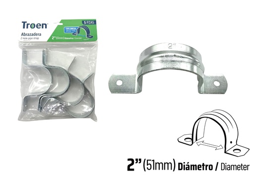 [8-998] ABRAZADERA EMT DOBLE x 2" x 5 UNID TROEN 8-998