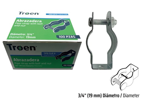 [9-014] ABRAZADERA EMT CLIP x 3/4" x 100 UNID TROEN 9-014