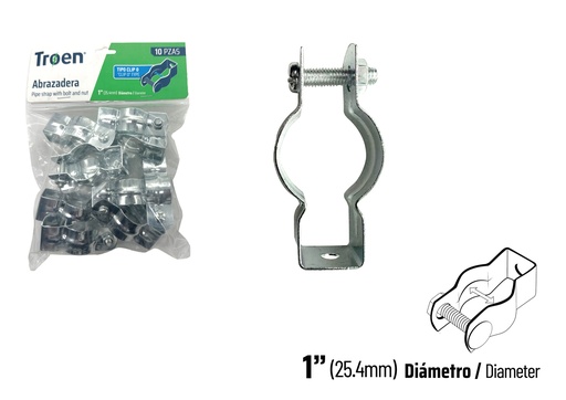 [9-015] ABRAZADERA EMT CLIP x 1" x 10 UNID TROEN 9-015