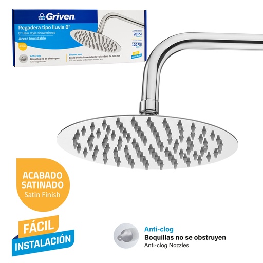 [9-024] REGADERA REDONDA 8" GRIVEN 9-024