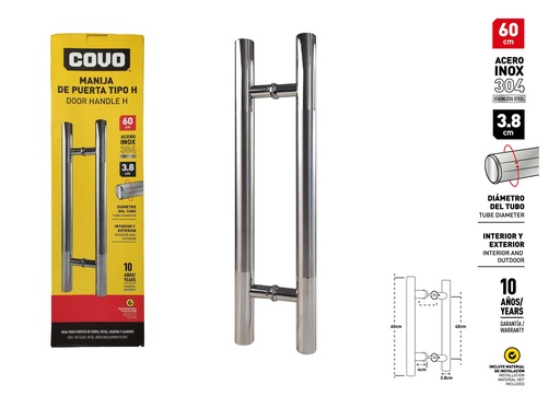 [9-085] TIRADOR O MANILLA P/PUERTA ACERO INOX COVO 9-085