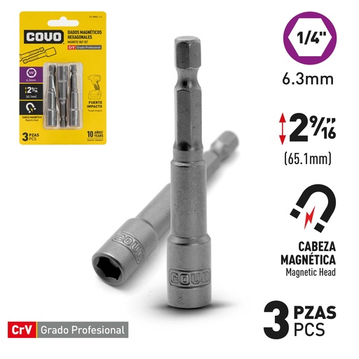 [9-088] JUEGO DADO MAGNETICO x 1/4 HEX COVO 9-088