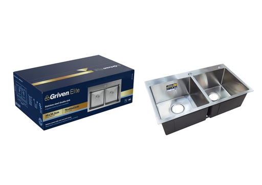 [9-104] FREGADERO DOBLE ACERO INOX 78X45CM GRIVEN ELITE 9-104