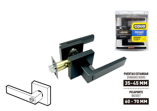 [9-205] CERRADURA BAÑO C/MANILLA RECTA NEGRA COVO 9-205