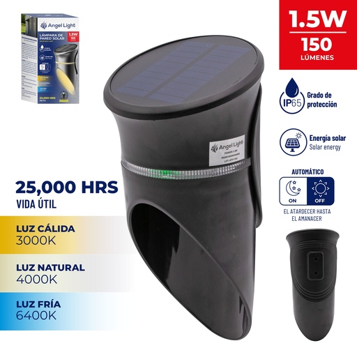 [9-220] LAMPARA LED P/PARED SOLAR ANGEL L 9-220