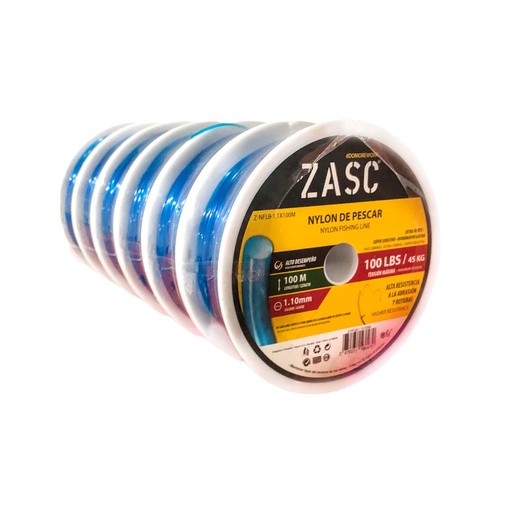 [7-005] NYLON DE PESCAR 1.1MM/100M AZUL ZASC 7-005