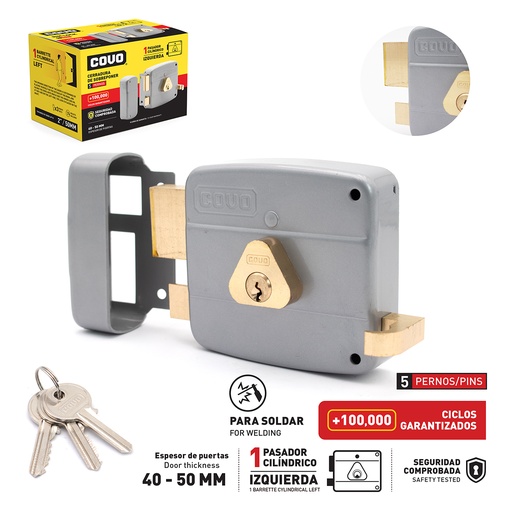 [7-029] CERRADURA CILINDRO FIJO IZQ CAJA COVO 7-029