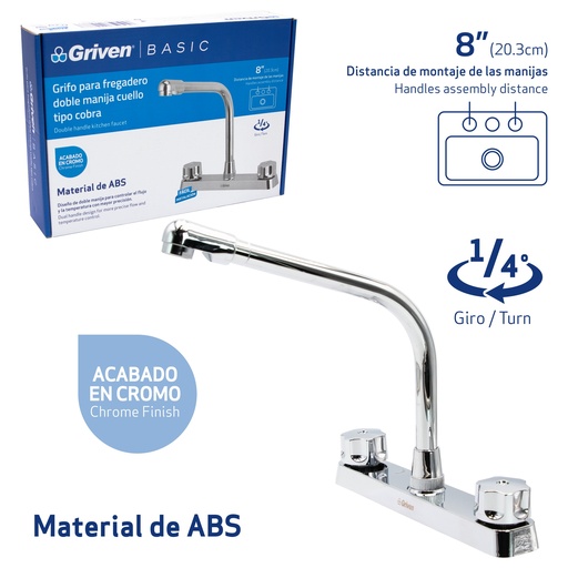 [7-033] LLAVE FREGADERO DOBLE PLAST/CROM GRIVEN BASIC 7-033