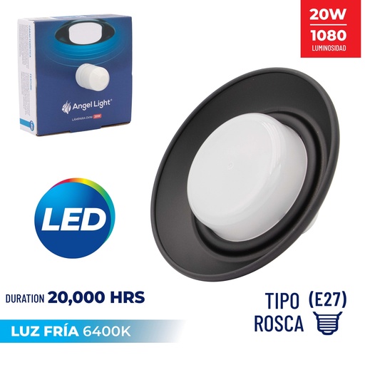 [7-037] LAMPARA LED NEGRA OVNI 20W ANGEL LIGHT 7-037