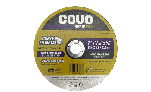 [7-130] [7-130] DISCO C/METAL FINO 7" x 1/16" COVO PRO (PLANO) 7-130
