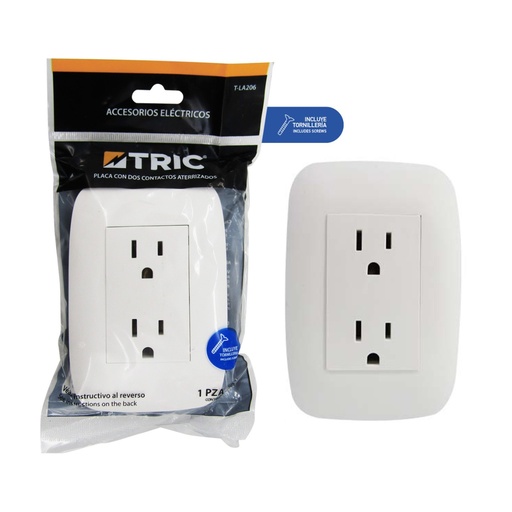 [7-189] TOMA DOBLE C/TIERRA BLANCO TRIC 7-189