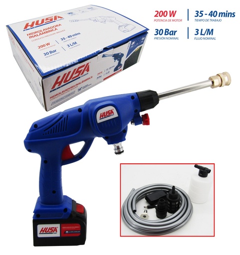 [7-192] HIDROLAVADORA INALAMBRICA 200W-24V HUSA 7-192