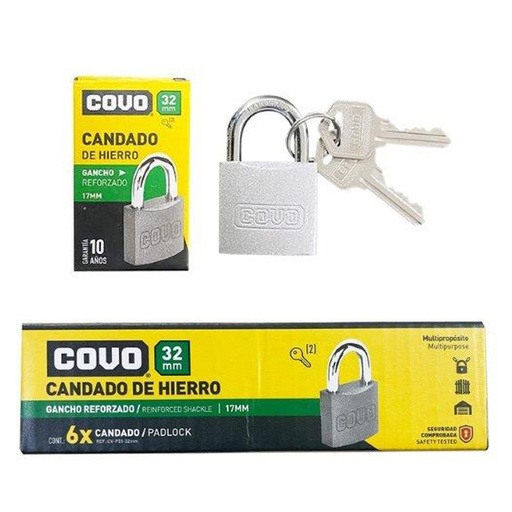 [7-213] [7-213] CANDADO HIERRO ARCO 32MM COVO 7-213