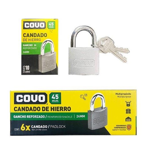 [7-215] CANDADO HIERRO ARCO 45MM COVO 7-215