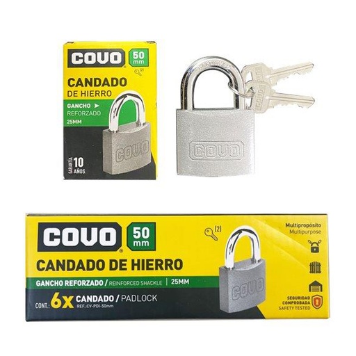 [7-216] [7-216] CANDADO HIERRO ARCO 50MM COVO 7-216