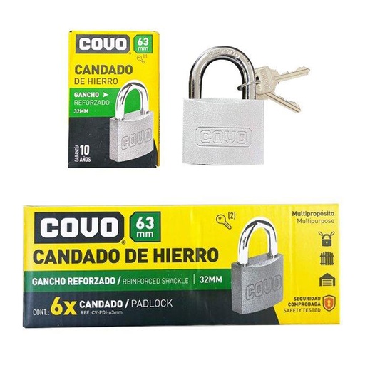 [7-217] CANDADO HIERRO ARCO 63MM COVO 7-217