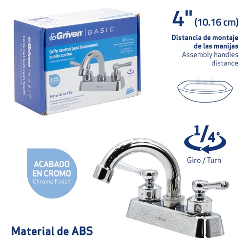 [7-237] LLAVE LAVAMANO DOBLE PLAST/CROM GRIVEN BASIC 7-237