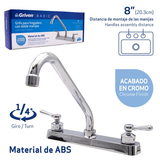 [7-240] LLAVE FREGADERO DOBLE PLAST/CROM GRIVEN BASIC 7-240