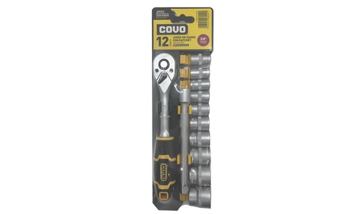 [7-318] JUEGO DADOS C/RACHET 3/8" 12 PCS MM COVO 7-318