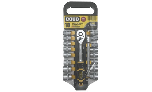 [7-320] JUEGO DADOS C/RACHET 3/8" 18 PCS PULG COVO 7-320