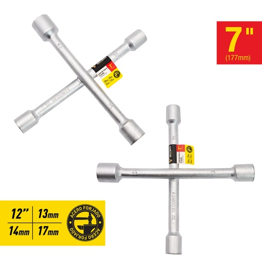 [7-365] LLAVE CRUZ 7" (12, 13, 14, 17mm) SECURITY 7-365