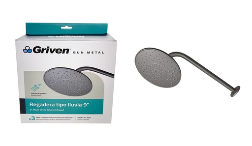 [7-381] REGADERA REDONDA 9" GRIVEN GUN METAL 7-381