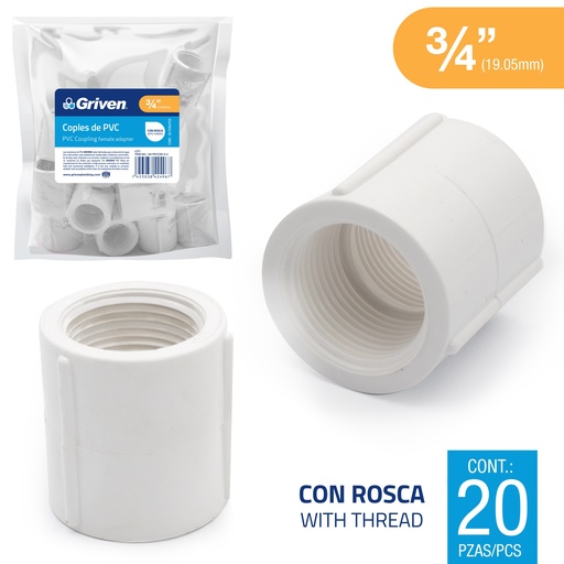 [7-423] UNION PVC ROSCADA 3/4" GRIVEN 7-423