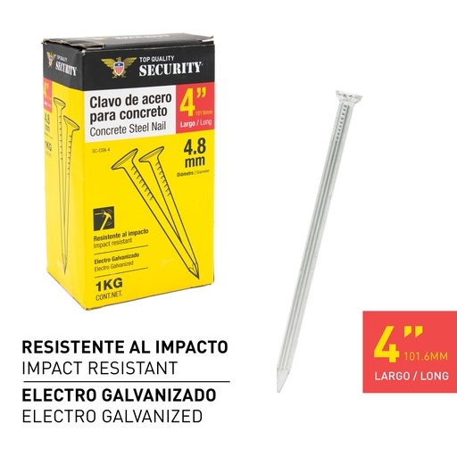 [7-433] [7-433] CLAVOS CONCRETO 4" 1KG  SECURITY 7-433