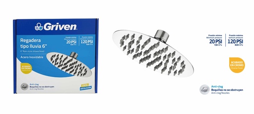 [7-434] REGADERA REDONDA 6" GRIVEN 7-434