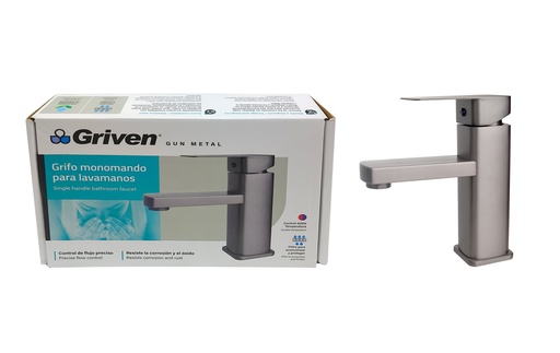 [7-452] LLAVE LAVAMANO MONOMANDO GRIVEN GUN METAL 7-452