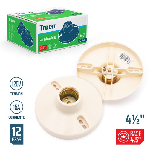 [7-458] PLAFON DE PLASTICO BEIGE 4.5" TROEN (S/BOLSA) 7-458