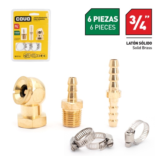 [7-462] JUEGO P/MANGUERA DE COMPRESOR 6 PCS COVO 7-462