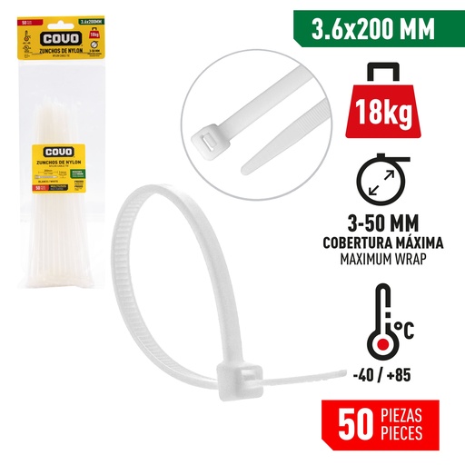 [7-470] TIRRAP 3.6mm x 200mm x 100 UNID BLANCO COVO 7-470
