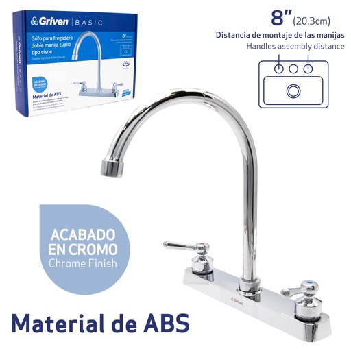 [7-498] LLAVE FREGADERO DOBLE PLAST/CROM GRIVEN BASIC 7-498