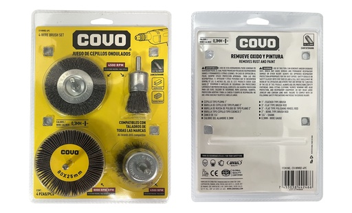 [7-499] JUEGO CEPILLO ALAMBRE 4 PCS COVO 7-499