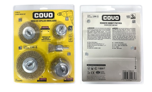 [7-500] JUEGO CEPILLO ALAMBRE 5 PCS COVO 7-500